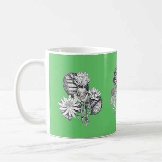 Mug Fleurs monochromes sur fond vert (Gauche)