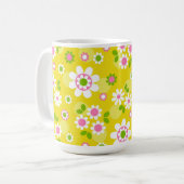 Mug Fleurs Mood Rétro Jaune & Blanc (Devant gauche)