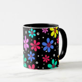 Mug Fleurs multicolores marguerites fond rétro été (Devant droit)
