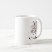 Mug Fleurs naturelles esthétiques Pinkish Nom Brown (Devant droit)