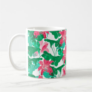 Mug fleurs naturelles et patchs colorés feuille sans s