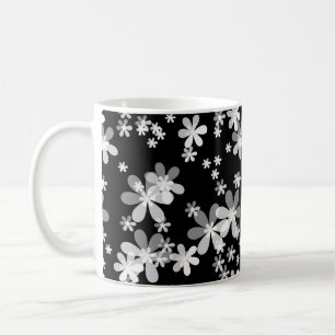 Mug fleurs noir blanc