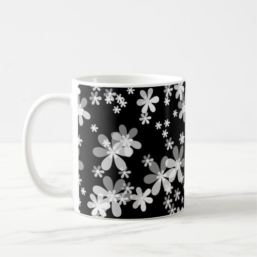 Mug fleurs noir blanc (Gauche)