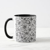 Mug Fleurs Noir Blanc (Gauche)