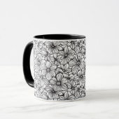 Mug Fleurs Noir Blanc (Devant gauche)