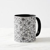 Mug Fleurs Noir Blanc (Devant droit)
