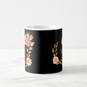Mug Fleurs noir marron et pêche monogrammées (Centre)