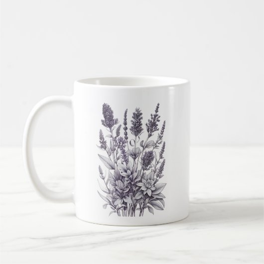 Mug Fleurs noires et blanches (Gauche)
