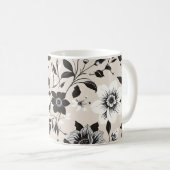 Mug Fleurs noires et blanches (Devant droit)