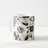 Mug Fleurs noires et blanches (Devant gauche)