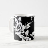Mug Fleurs noires et blanches (Devant gauche)