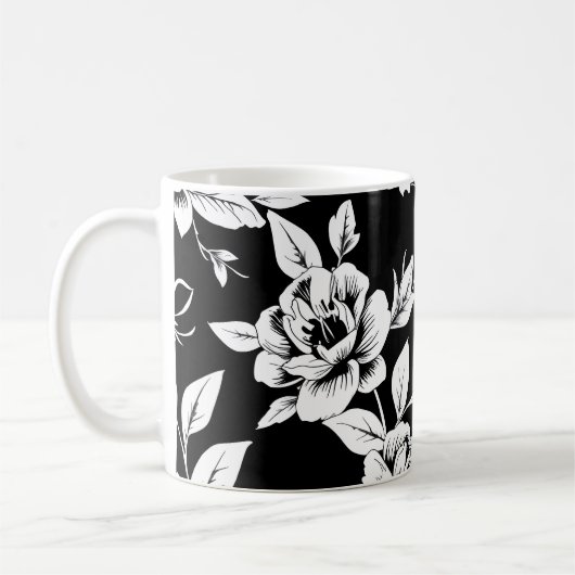 Mug Fleurs noires et blanches (Gauche)