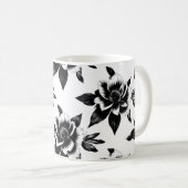Mug Fleurs noires et blanches (Devant droit)