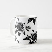 Mug Fleurs noires et blanches (Devant gauche)