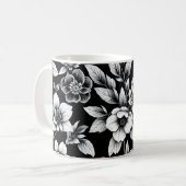 Mug Fleurs noires et blanches (Devant gauche)