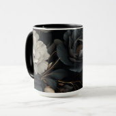 Mug Fleurs noires et blanches (Devant gauche)