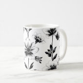 Mug Fleurs noires et blanches (Devant droit)