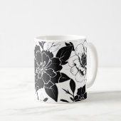 Mug Fleurs noires et blanches (Devant droit)
