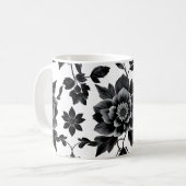 Mug Fleurs noires et blanches (Devant gauche)