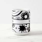 Mug Fleurs noires et blanches, Anneaux, Motif de cils (Centre)