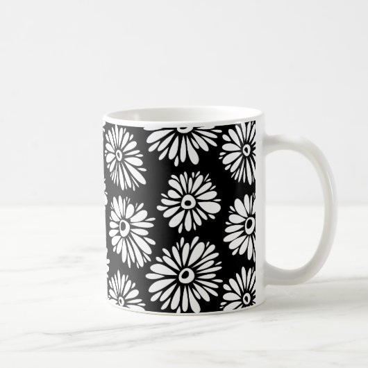 Mug Fleurs noires et blanches funky (Droite)