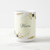 Mug Fleurs noires et blanches romantiques mariage or (Centre)