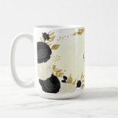 Mug Fleurs noires et blanches romantiques mariage or (Gauche)