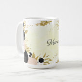 Mug fleurs noires roses or botanique mariage (Devant gauche)
