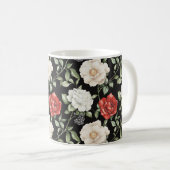 Mug Fleurs Noires Rouges Blanches Élégantes (Devant droit)