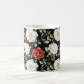 Mug Fleurs Noires Rouges Blanches Élégantes (Centre)