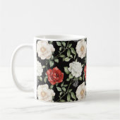 Mug Fleurs Noires Rouges Blanches Élégantes (Gauche)