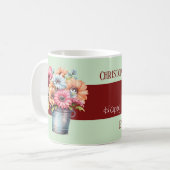 Mug fleurs nom verte 40e anniversaire de rubis (Devant gauche)