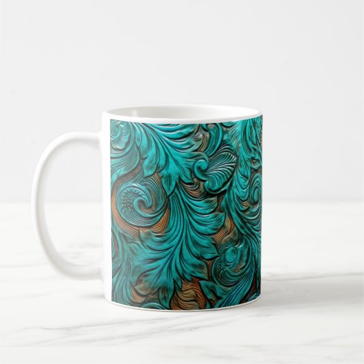 Mug Fleurs occidentales imprimées en cuir 3D (Gauche)