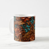 Mug Fleurs occidentales imprimées en cuir 3D (Devant gauche)
