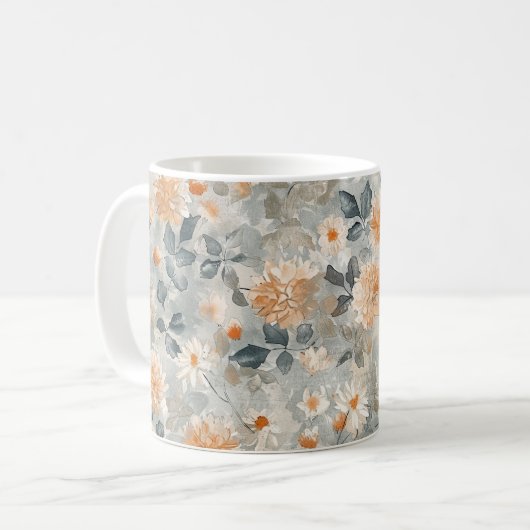 Mug Fleurs Orange Bleu Blanc (Devant gauche)
