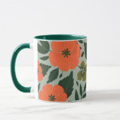 Mug Fleurs orange et Feuilles verts (Gauche)