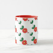 Mug Fleurs orange mignonnes, bourgeons et Motif Feuill (Centre)