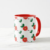 Mug Fleurs orange mignonnes, bourgeons et Motif Feuill (Devant droit)