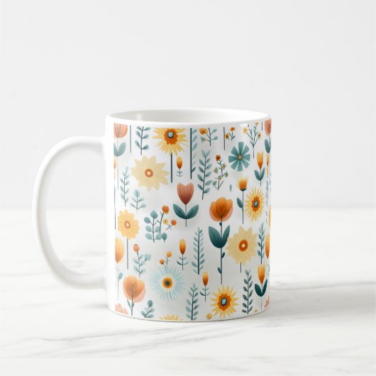 Mug Fleurs orange Motif coloré (Gauche)