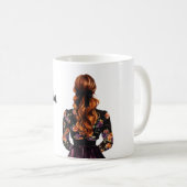 Mug Fleurs orange noir (Devant droit)