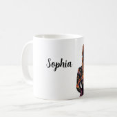 Mug Fleurs orange noir (Devant gauche)