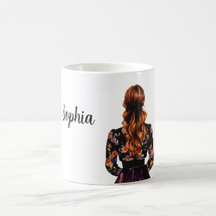 Mug Fleurs orange noir