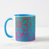 Mug Fleurs orange violet et fond bleu (Gauche)