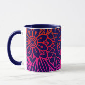 Mug Fleurs orange violet et fond bleu marine (Gauche)