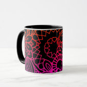Mug Fleurs orange violet et fond noir (Devant gauche)