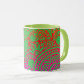 Mug Fleurs orange violet et fond vert clair  (Devant droit)
