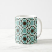 Mug Fleurs ou yeux - turquoise et marron (Devant droit)