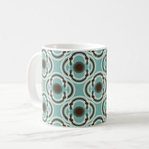 Mug Fleurs ou yeux - turquoise et marron