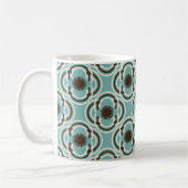 Mug Fleurs ou yeux - turquoise et marron (Gauche)