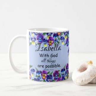 Mug Fleurs Pansy Floral Christian Scripture Nom